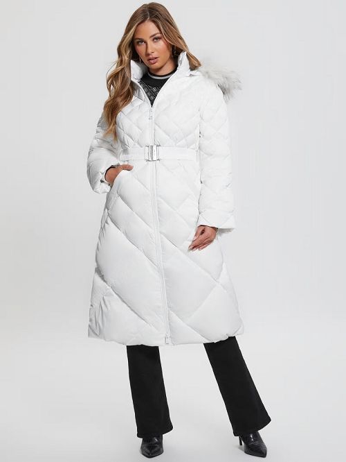 Guess Eco Olga Long Down Jacket Wit | GUESS-SN27914