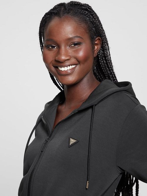 Guess Eco Olympe Full-Zip Hoodie Sweatshirt Zwart | GUESS-SN28396