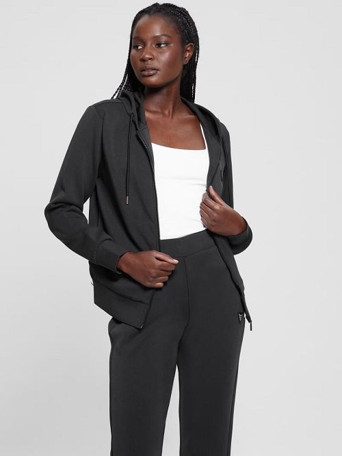 Guess Eco Olympe Full-Zip Hoodie Sweatshirt Zwart | GUESS-SN28396