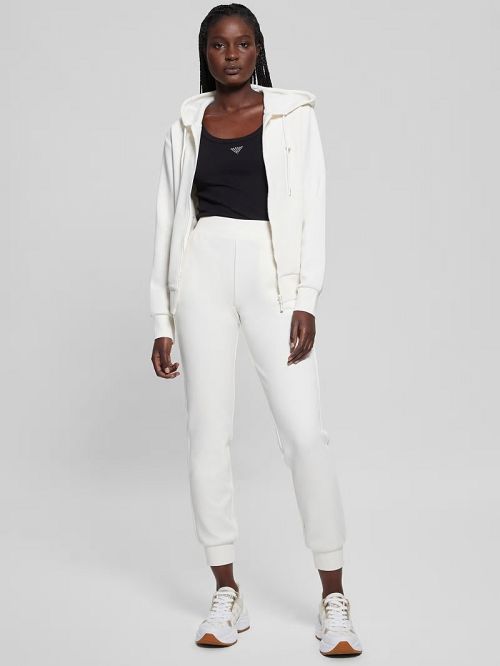 Guess Eco Olympe Full-Zip Hoodie Sweatshirt Wit | GUESS-SN28404