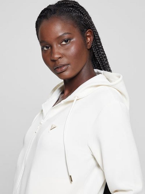 Guess Eco Olympe Full-Zip Hoodie Sweatshirt Wit | GUESS-SN28404