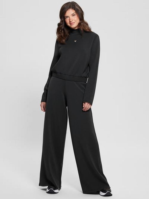 Guess Eco Olympe High-Neck Sweatshirt Zwart | GUESS-SN27537