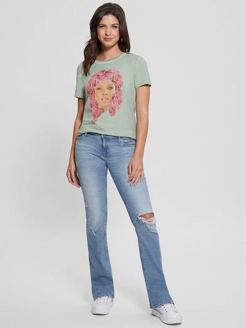 Guess Eco Orchid Queen Easy Tee Groen | GUESS-SN27616