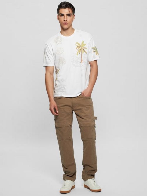 Guess Eco Palm Collage Tee Wit | GUESS-SN30581