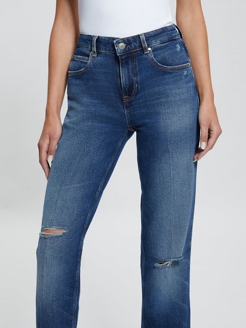 Guess Eco Paulette Flare Split Denim Pants Blauw | GUESS-SN26649