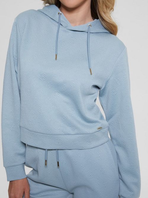 Guess Eco Peony Crop Hoodie Blauw | GUESS-SN28004