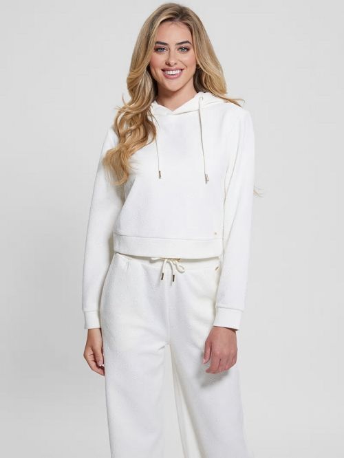 Guess Eco Peony Crop Hoodie Wit | GUESS-SN28406