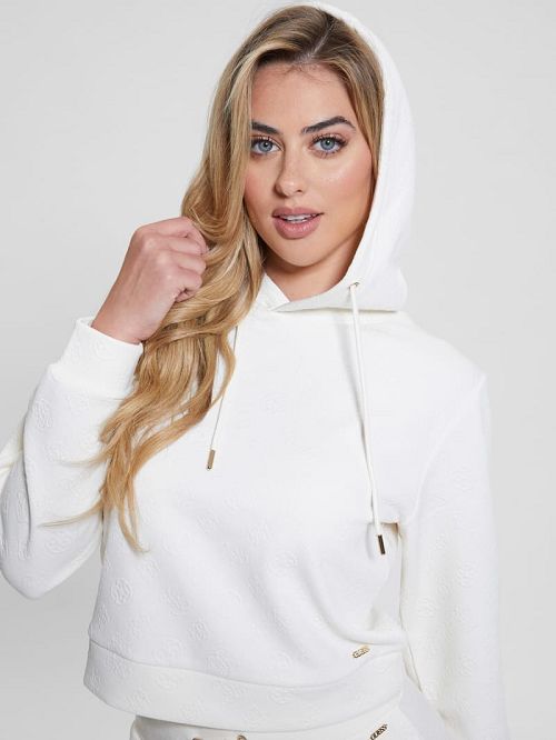 Guess Eco Peony Crop Hoodie Wit | GUESS-SN28406