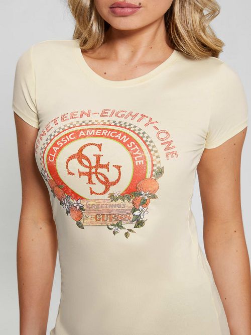 Guess Eco Picnic Logo Tee Beige | GUESS-SN27077