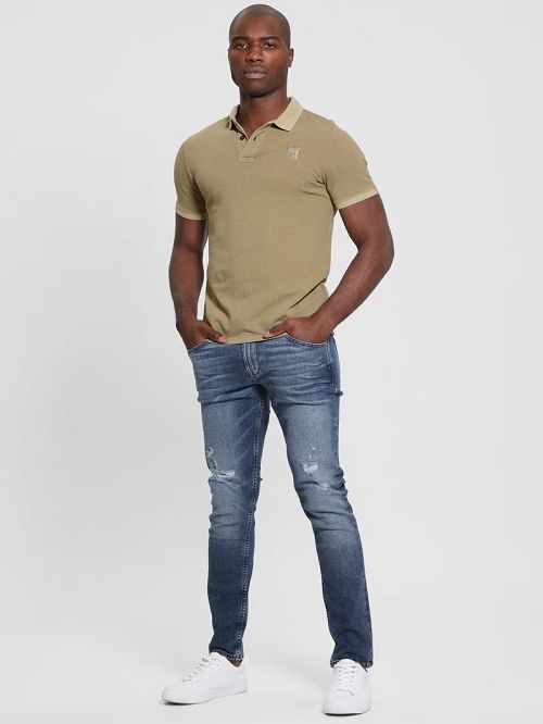 Guess Eco Pique Polo Bruin | GUESS-SN31218