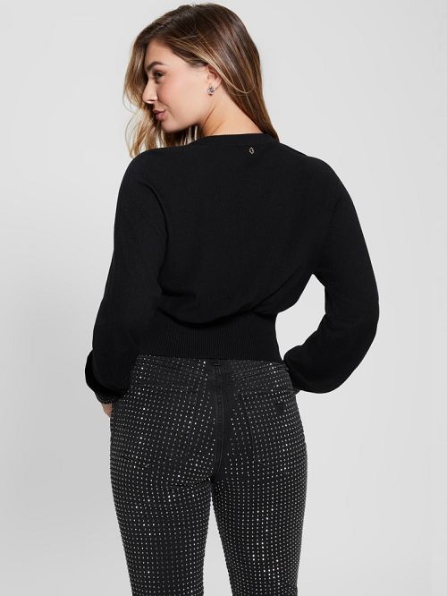 Guess Eco Posa Bling Cuff Sweater Zwart | GUESS-SN27730
