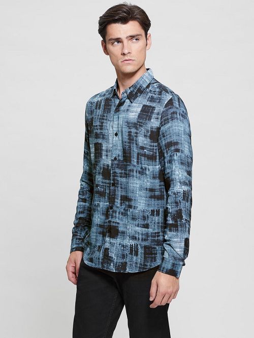 Guess Eco Print Shirt Blauw | GUESS-SN31145