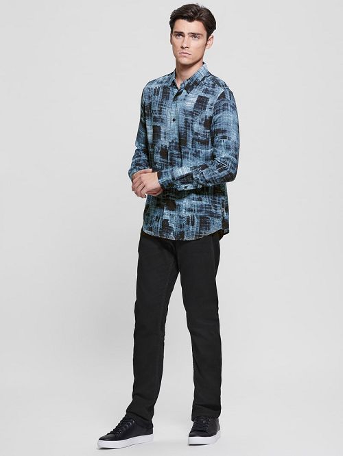 Guess Eco Print Shirt Blauw | GUESS-SN31145