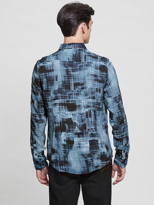 Guess Eco Print Shirt Blauw | GUESS-SN31145