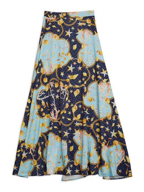 Guess Eco Printed Maxi Wrap Skirt Blauw | GUESS-SN28549