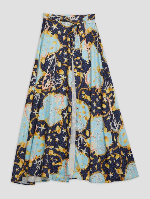 Guess Eco Printed Maxi Wrap Skirt Blauw | GUESS-SN28549
