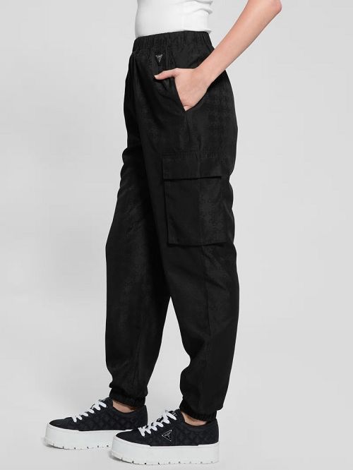 Guess Eco Quattro G Signature Cargo Joggers Zwart | GUESS-SN28478