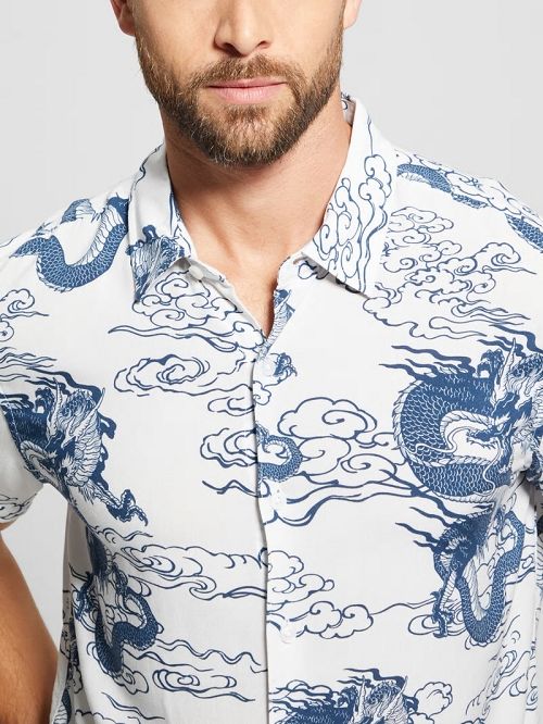 Guess Eco Rayo Dragon Shirt Blauw | GUESS-SN31228