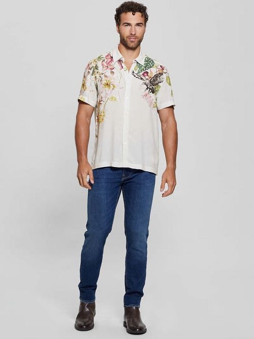 Guess Eco Rayon Floral Hawk Shirt Wit | GUESS-SN31326