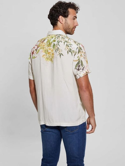 Guess Eco Rayon Floral Hawk Shirt Wit | GUESS-SN31326