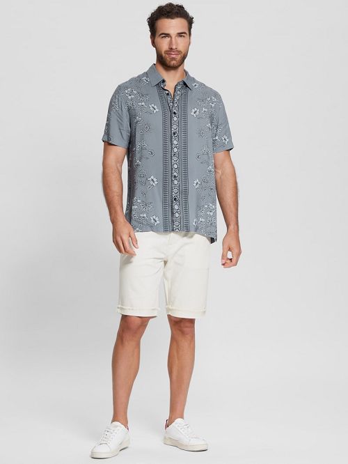 Guess Eco Rayon Moroccan Floral Shirt Grijs | GUESS-SN31094