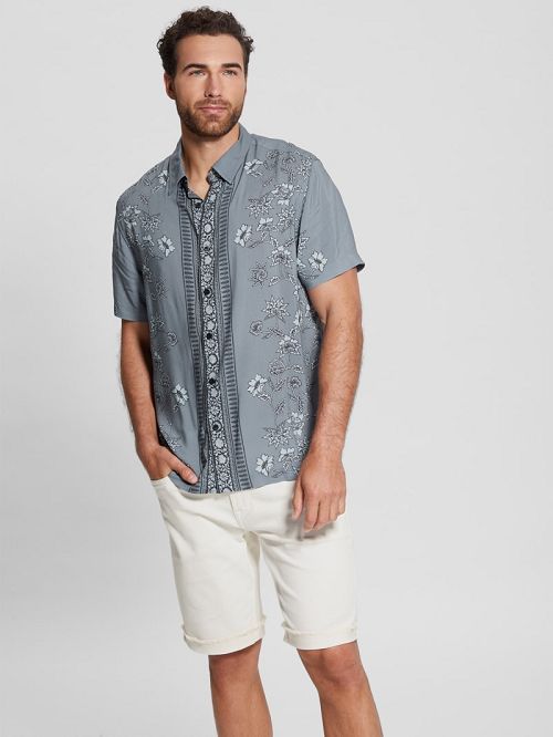 Guess Eco Rayon Moroccan Floral Shirt Grijs | GUESS-SN31094