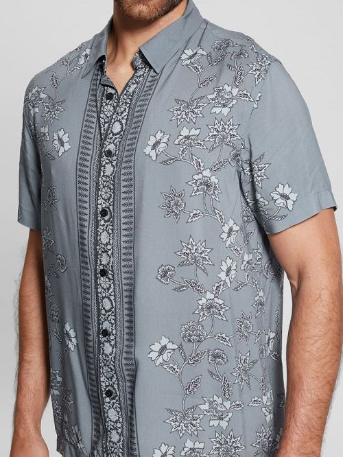Guess Eco Rayon Moroccan Floral Shirt Grijs | GUESS-SN31094