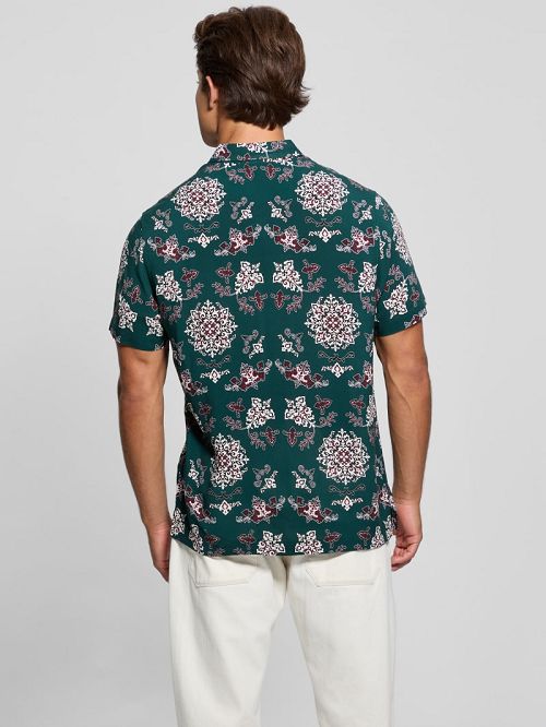 Guess Eco Rayon Paisley Shirt Groen | GUESS-SN31323