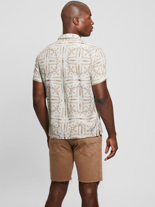 Guess Eco Rayon Tile Shirt Beige | GUESS-SN31214