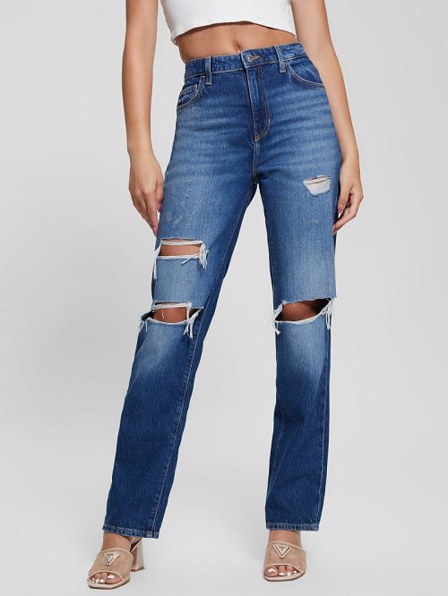 Guess Eco Relaxed Straight Destroyed Jeans Blauw | GUESS-SN26596