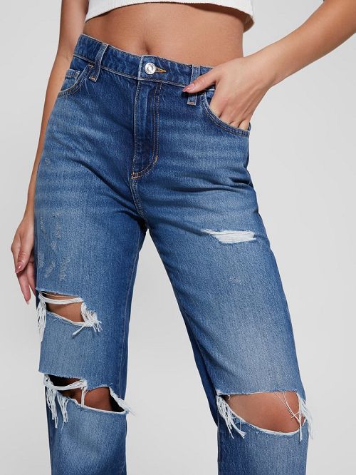 Guess Eco Relaxed Straight Destroyed Jeans Blauw | GUESS-SN26596