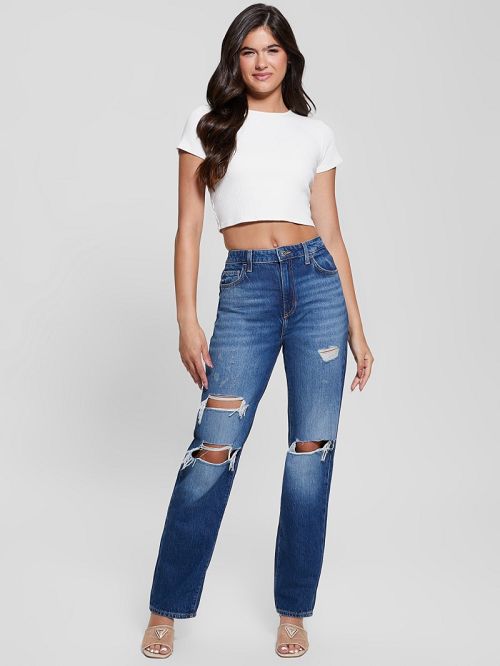 Guess Eco Relaxed Straight Destroyed Jeans Blauw | GUESS-SN26596