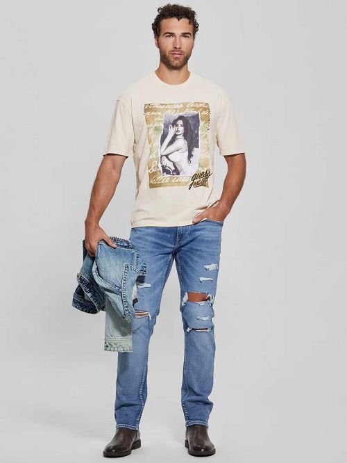 Guess Eco Retro Model Tee Beige | GUESS-SN30694