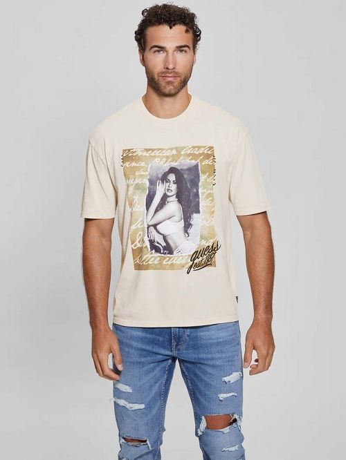 Guess Eco Retro Model Tee Beige | GUESS-SN30694