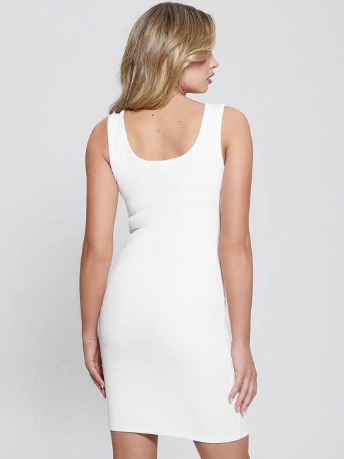 Guess Eco Ribbed Knit Logo Tank Dress Wit | GUESS-SN27008