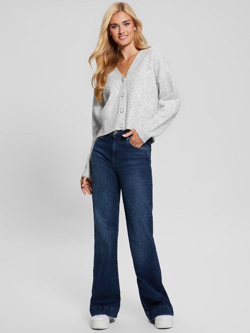 Guess Eco Riley Sequin Cardigan Grijs | GUESS-SN27418