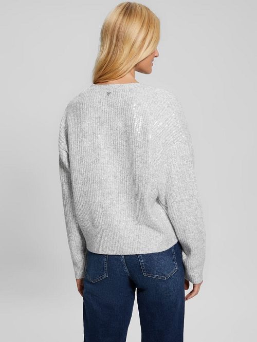 Guess Eco Riley Sequin Cardigan Grijs | GUESS-SN27418