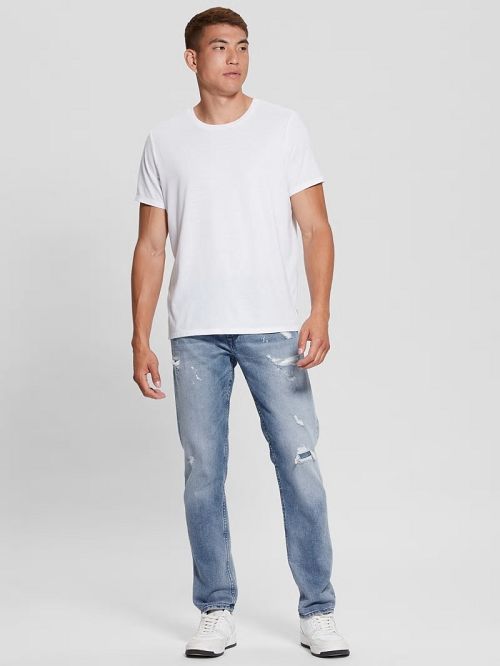 Guess Eco Rip-and-Repair Tapered Jeans Blauw | GUESS-SN30371