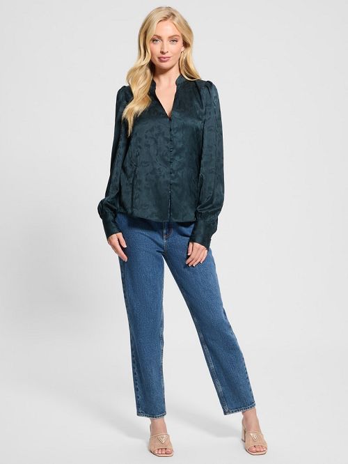 Guess Eco Rita Jacquard Shirt Groen | GUESS-SN27440