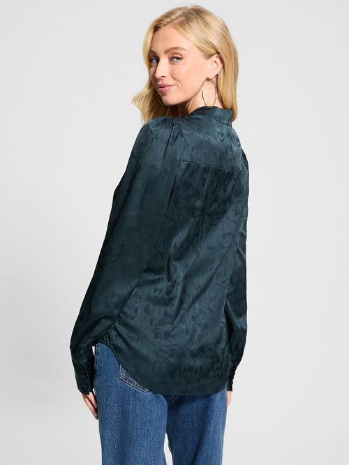 Guess Eco Rita Jacquard Shirt Groen | GUESS-SN27440