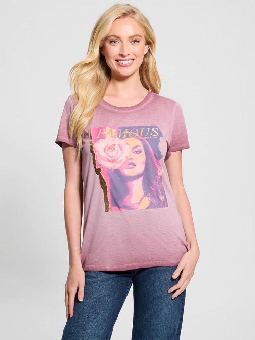 Guess Eco Rose Graphic Easy Tee Rood | GUESS-SN27410