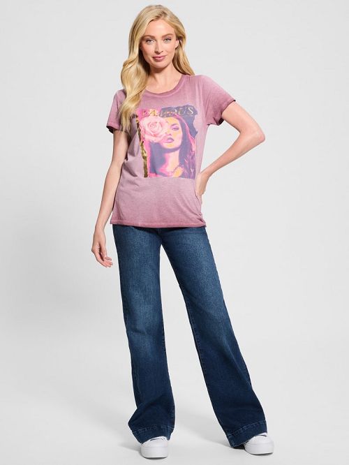 Guess Eco Rose Graphic Easy Tee Rood | GUESS-SN27410