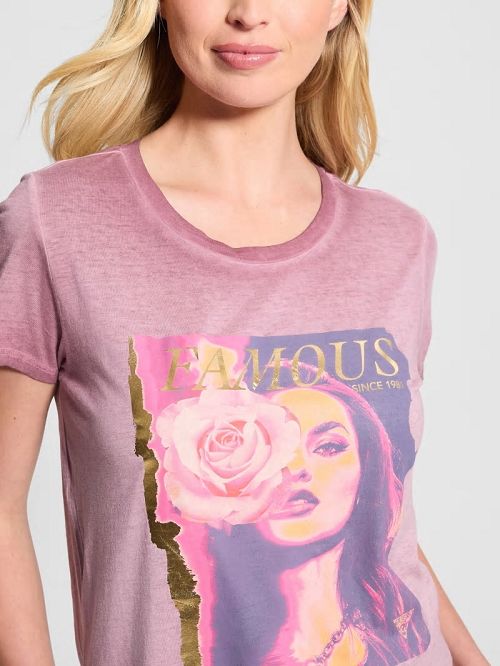 Guess Eco Rose Graphic Easy Tee Rood | GUESS-SN27410