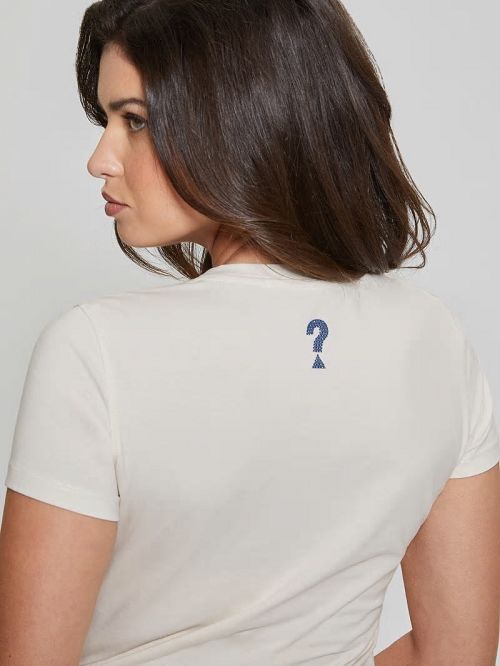 Guess Eco Roses Triangle Logo Tee Wit | GUESS-SN27617