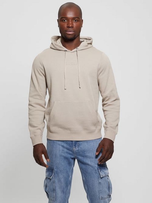 Guess Eco Roy Embossed Hoodie Beige | GUESS-SN31064