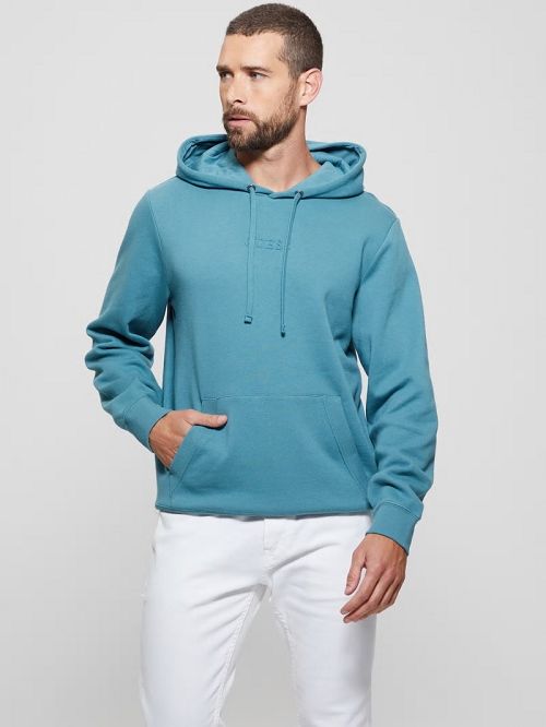 Guess Eco Roy Embossed Hoodie Blauw | GUESS-SN31046