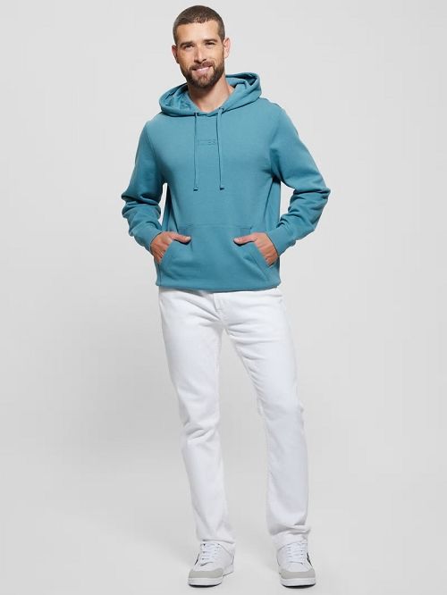 Guess Eco Roy Embossed Hoodie Blauw | GUESS-SN31046