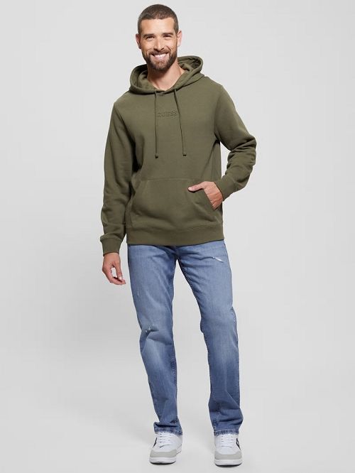 Guess Eco Roy Embossed Hoodie Groen | GUESS-SN31056