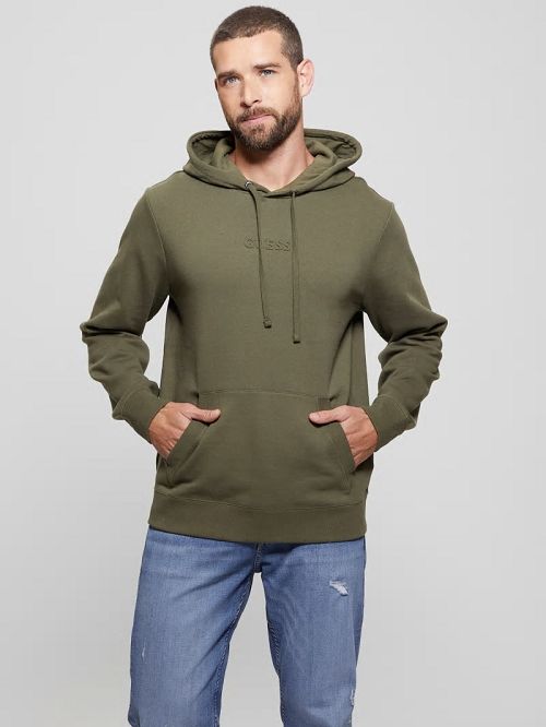 Guess Eco Roy Embossed Hoodie Groen | GUESS-SN31056