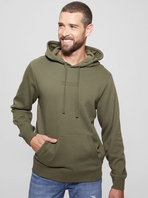 Guess Eco Roy Embossed Hoodie Groen | GUESS-SN31056